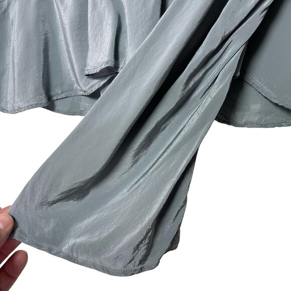 MADEWELL Women’s Bell-Sleeved Wrap Top in Faded River Gray size 10 - Picture 4 of 6